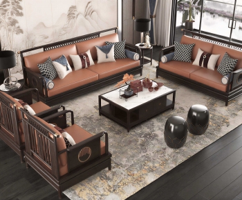 New Chinese Style Sofa Combination-ID:618499047