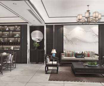 New Chinese Style A Living Room-ID:879890936