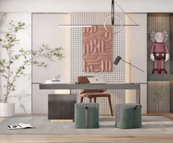 Modern Computer Desk And Chair-ID:534585006