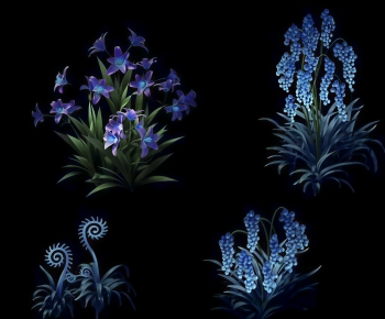 Modern Flowers And Grass-ID:537513977