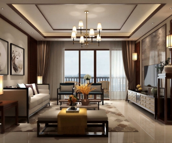 New Chinese Style A Living Room-ID:813539981