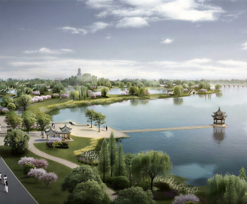 New Chinese Style Park Landscape-ID:740072971
