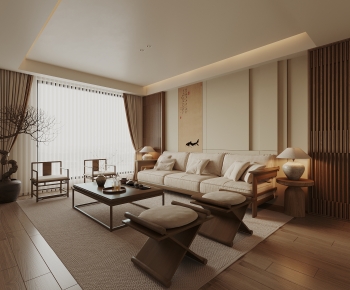 New Chinese Style A Living Room-ID:668876891