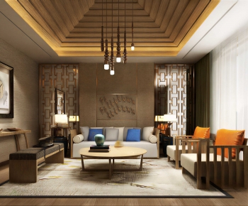New Chinese Style A Living Room-ID:409116036
