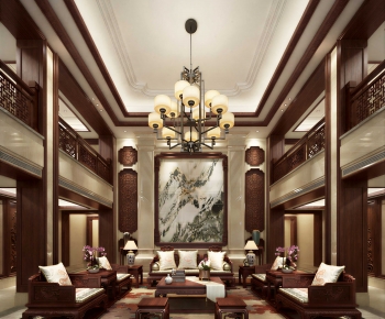 New Chinese Style A Living Room-ID:746491912