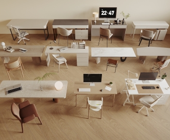 Modern Office Desk And Chair-ID:718465092