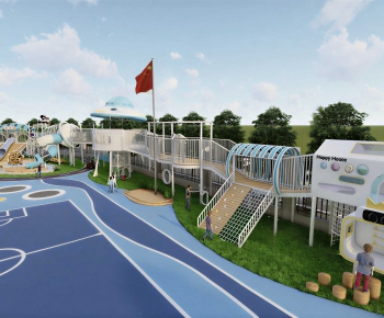 Modern Outdoor Space In Kindergarten-ID:814877997