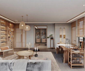 New Chinese Style A Living Room-ID:629937895