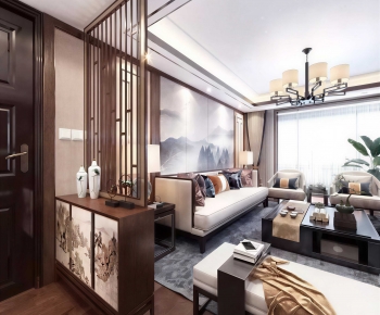 New Chinese Style A Living Room-ID:605560068