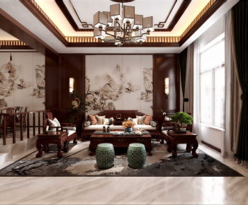 New Chinese Style A Living Room-ID:779530056