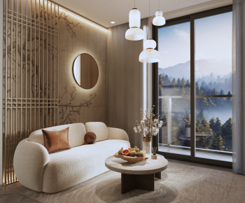 New Chinese Style A Living Room-ID:408663995