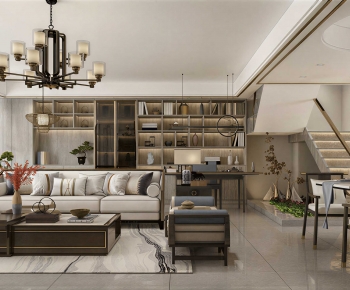 New Chinese Style A Living Room-ID:102633951
