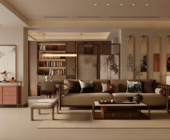 New Chinese Style A Living Room-ID:491699936