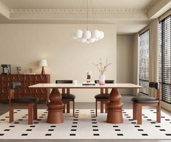 French Style Dining Table And Chairs-ID:135020976