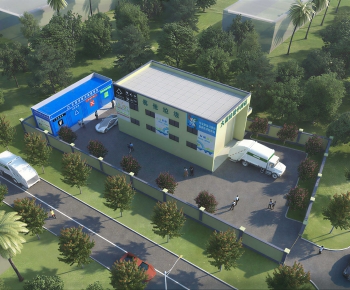 Modern Architectural Bird's-eye View Planning-ID:412993916