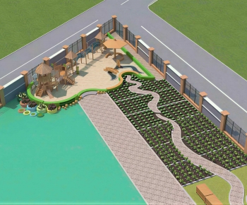 Modern Outdoor Space In Kindergarten-ID:826848037