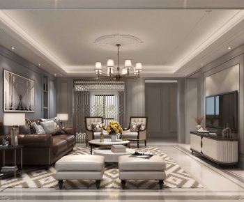 New Chinese Style A Living Room-ID:413670521