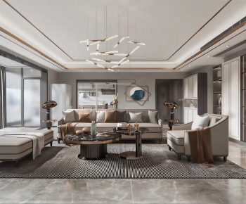 Modern American Style Simple European Style A Living Room-ID:257239353