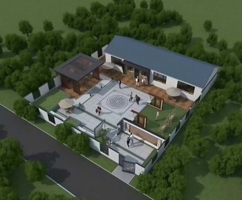 New Chinese Style Architectural Bird's-eye View Planning-ID:640888933