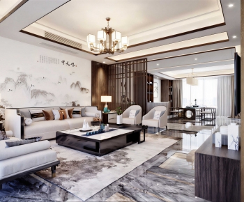New Chinese Style A Living Room-ID:618160965