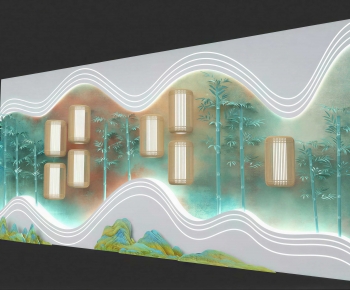 New Chinese Style TV Wall-ID:298743966