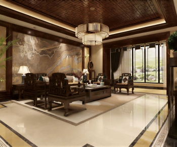 New Chinese Style A Living Room-ID:518316037