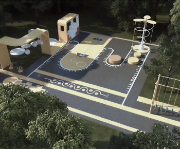 Modern Outdoor Space In Kindergarten-ID:110904934