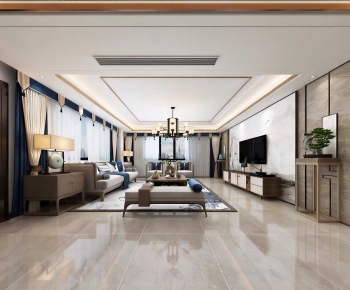 New Chinese Style A Living Room-ID:571223028