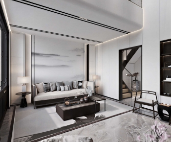 New Chinese Style A Living Room-ID:605899102