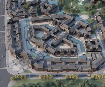 New Chinese Style Architectural Bird's-eye View Planning-ID:320643904