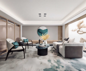 New Chinese Style A Living Room-ID:710239891