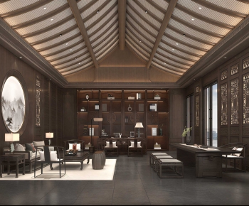 New Chinese Style A Living Room-ID:500755073