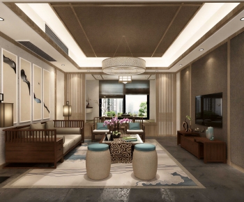 New Chinese Style A Living Room-ID:351300958