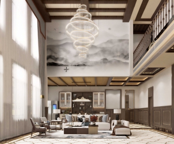 New Chinese Style A Living Room-ID:526698113