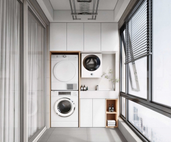 Modern Balcony Laundry Room-ID:729129361