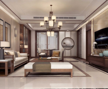New Chinese Style A Living Room-ID:880048996