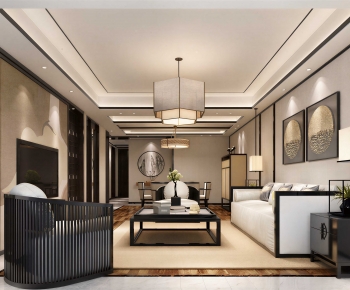 New Chinese Style A Living Room-ID:919177068