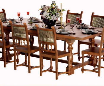 American Style Dining Table And Chairs-ID:703730615