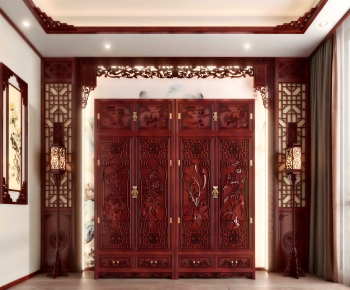 New Chinese Style TV Wall-ID:555808075