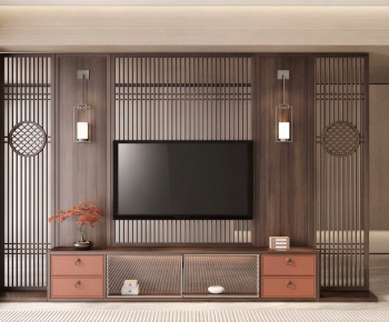New Chinese Style TV Wall-ID:705307969