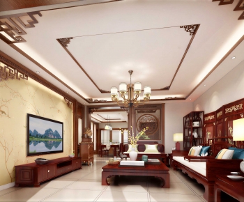 New Chinese Style A Living Room-ID:233880048