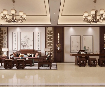 New Chinese Style A Living Room-ID:936728952