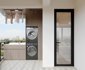 Modern Balcony Laundry Room-ID:419966948
