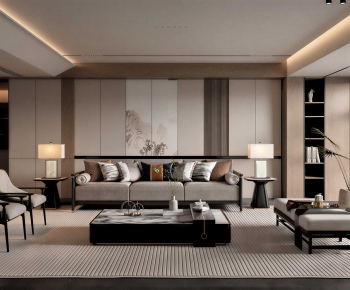New Chinese Style A Living Room-ID:625915056