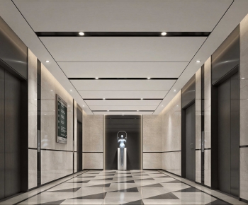 Modern Corridor/elevator Hall-ID:629091026