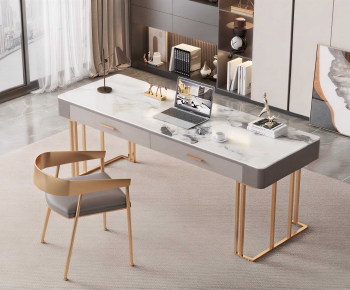 Modern Computer Desk And Chair-ID:859627013
