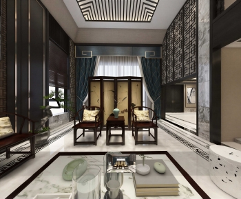 New Chinese Style A Living Room-ID:719786882