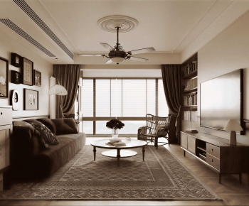 New Chinese Style A Living Room-ID:889369968