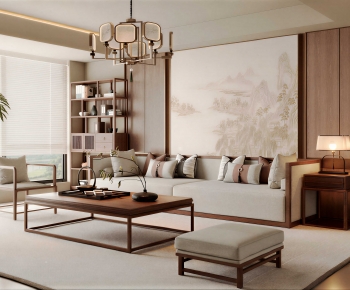 New Chinese Style A Living Room-ID:677786118