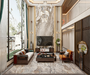 New Chinese Style A Living Room-ID:912424093